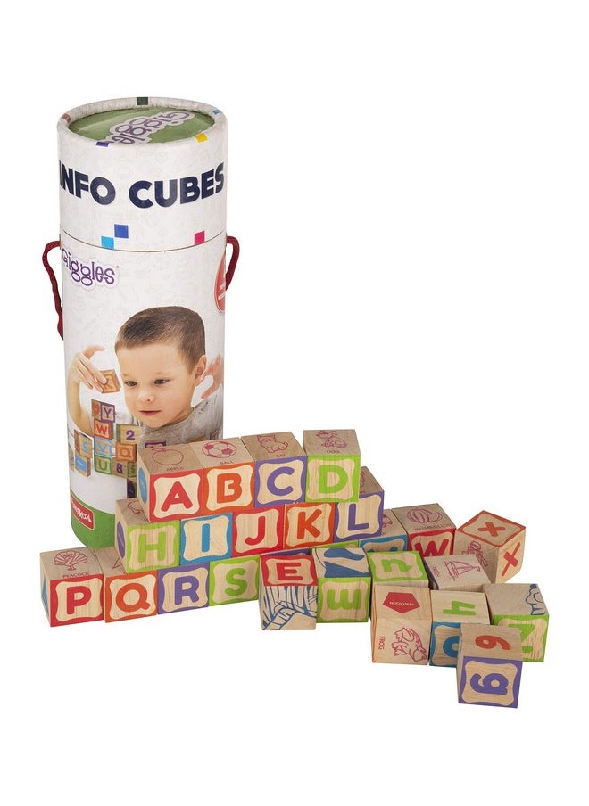 giggles L Giggles - Info Cubes, Educational Learning Blocks, Blocks For Kids, Teaches Alphabet,Numbers,Colour Shapes & Picture Puzzle, Preschool Toys, Multicolor, 26 Pieces, 3 Years & Above 