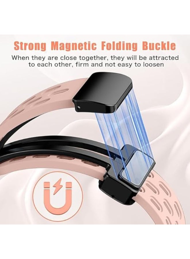 Strap For Xiaomi Mi Band 10/9/8 Magnetic Metal Buckle Sport Breathable Strap for Men Women Band Quick Release Soft Replacment Wristband For Xiaomi Smart Band 8/9/10 (Pink) - Image 2