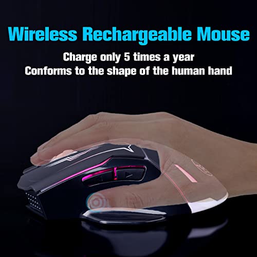 VEGCOO Wireless Gaming Mouse, Silent Click Wireless Rechargeable Mice with Colorful LED Lights & 3-Level DPI Adjustable, 6 Buttons Mouse with Side Buttons & Thumb Rest, Computer Gamer Mouse for PC - Image 5