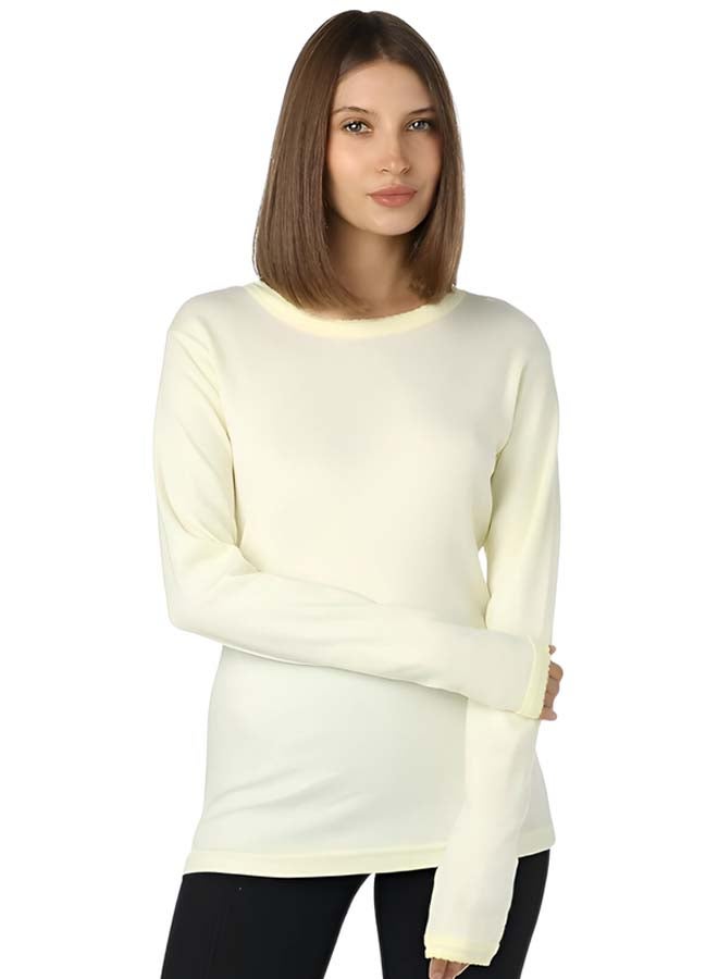 Dahab Cotton Long Sleeves Undershirt Round Neck For Women-Yellow - Image 2