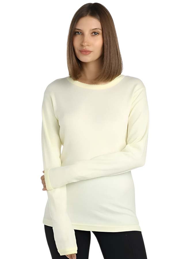 Dahab Cotton Long Sleeves Undershirt Round Neck For Women-Yellow - Image 1