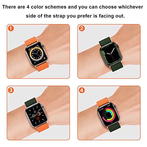 Anlinser Magnetic Bands Compatible with Apple Watch Band 49/46/45 44/42/41/40/38mm, Women Men Double Side Reversible Strap for iWatch Ultra 3-1 Series 11/10/9/8/7-1 SE(49/46/45/44/42,Green/Orange) - Image 5