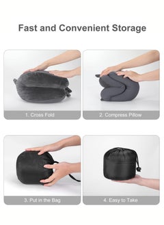 joyzzz Travel Neck Pillow, Best Memory Foam Airplane Pillow for Head Support Soft Adjustable Pillow for Plane, Car or Home Recliner Use (Grey)  - Image 5