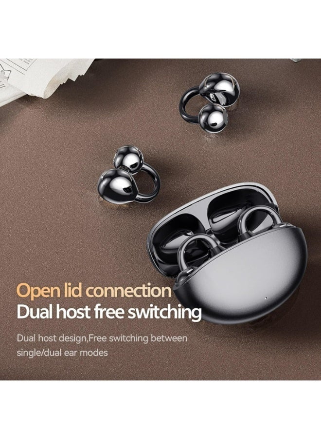 Clip-On Open Ear Earbuds with Dual-Mic ENC, Lightweight & Pressure-Free Design, Black - Image 5