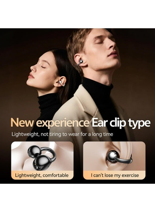 Clip-On Open Ear Earbuds with Dual-Mic ENC, Lightweight & Pressure-Free Design, Black - Image 4