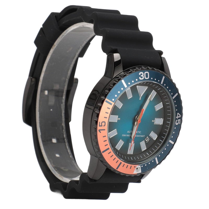 Black Orange Mens Chronograph Watch Rotatable Bezel Automatic Self Winding Luminous Display - Image 4