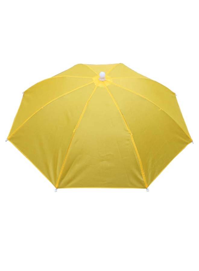 NIBEMINENT Foldable Headwear Umbrella Hat With Elastic Band Yellow - Image 1