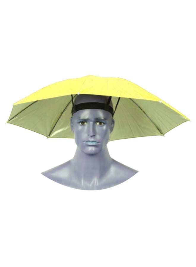 NIBEMINENT Foldable Headwear Umbrella Hat With Elastic Band Yellow - Image 3