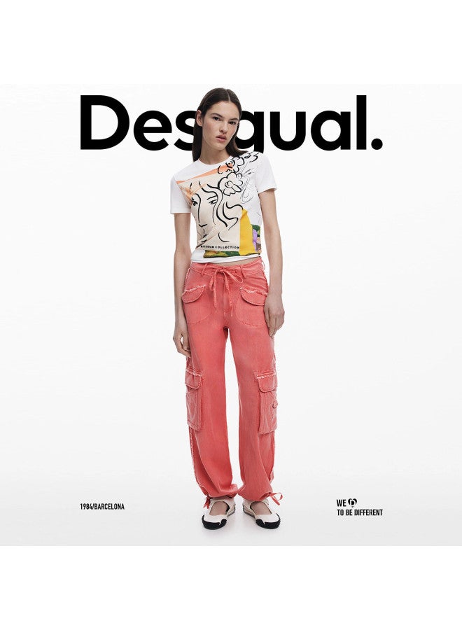 DESIGUAL سروال نسائي كاجوال مع حبل سحب وغرف تخزين - مجموعة ربيع/صيف 2025 - Image 4