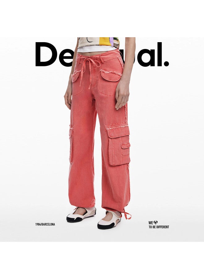 DESIGUAL سروال نسائي كاجوال مع حبل سحب وغرف تخزين - مجموعة ربيع/صيف 2025 - Image 3