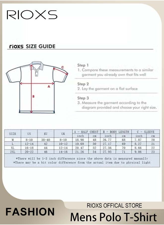 RIOXS - Men's Short Sleeve Shirt, Slim-fit Button-Up Tops, Casual Polo Shirt for Men, Comfy Breathable T-shirt for Travel, Work and Daily Wear, Ideal Gift for Grandfather, Dad, Boyfrind or Husband - Image 1