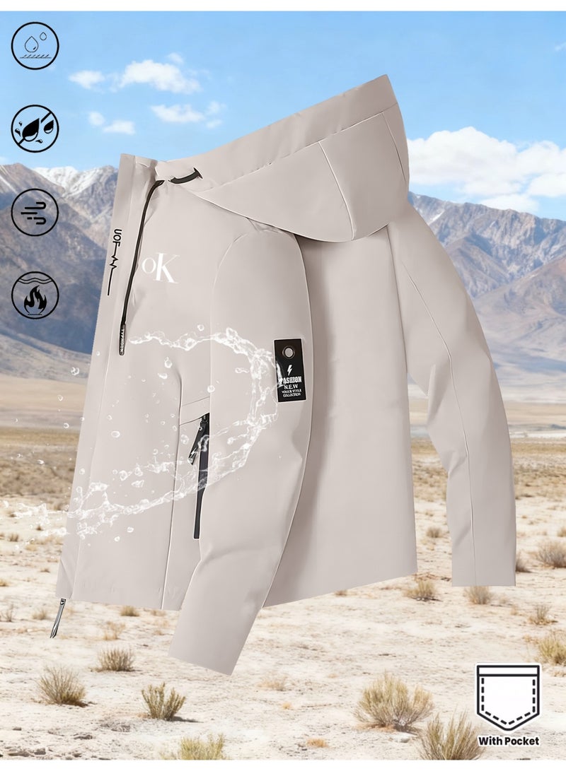 2026 New Men’s Water- and Stain-Resistant Outdoor Sport/Casual/Street/Commuter Functional Letter Printed Jacket