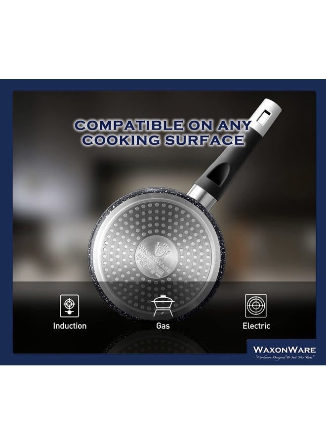 WaxonWare 1.75 Quart Ceramic Nonstick Pan with Lid - Non Toxic Nonstick Cookware, Free of APEO, PFOA, PTFE, Cadmium, & Lead - Small Sauce Pan with Lid & Bakelite Stay-Cool Handle (STONETEC Series) - Image 5