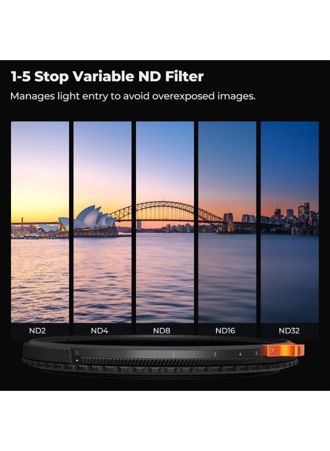 K&F Concept Nano-X Series 2-in-1 True Color Variable ND & CPL Filter (77mm, 1 to 5-Stop) - Image 3