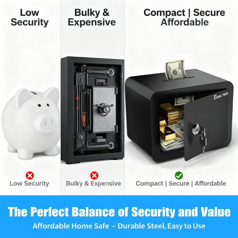 Emasme Small Safe, Locker Safes with Key and Coin Slot, Little Safes for Money, Cheap Home Safety, Small Hidden Safe, Savings Box with Key â€“ Mini Security for Home, Office, Travel, Petsï¼Œ0.23 Cubic - Image 5