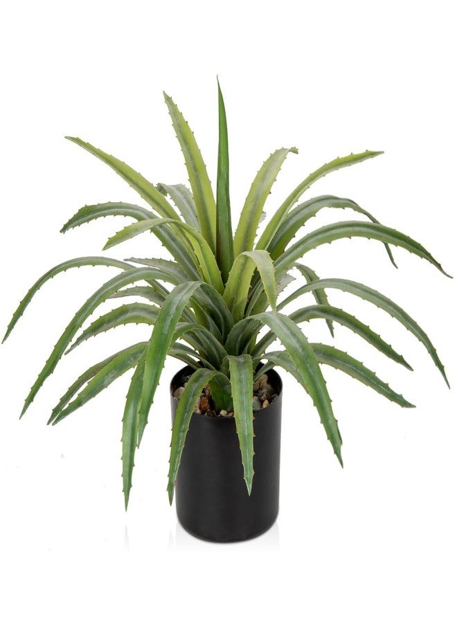Briful Agave Plant Artificial 17 Inch Fake Potted Plant Large Succulent Fake Plants for Home Office Desk Bathroom Shelf Kitchen Decor (Green) - Image 1