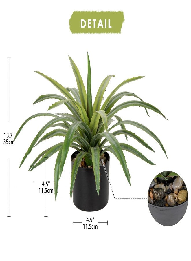 Briful Agave Plant Artificial 17 Inch Fake Potted Plant Large Succulent Fake Plants for Home Office Desk Bathroom Shelf Kitchen Decor (Green) - Image 2