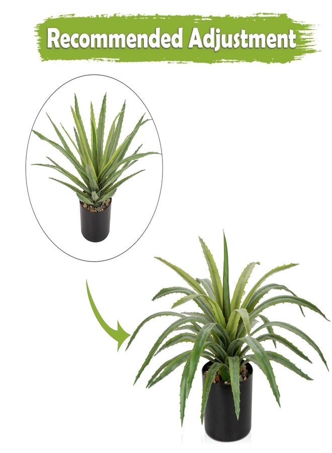 Briful Agave Plant Artificial 17 Inch Fake Potted Plant Large Succulent Fake Plants for Home Office Desk Bathroom Shelf Kitchen Decor (Green) - Image 3