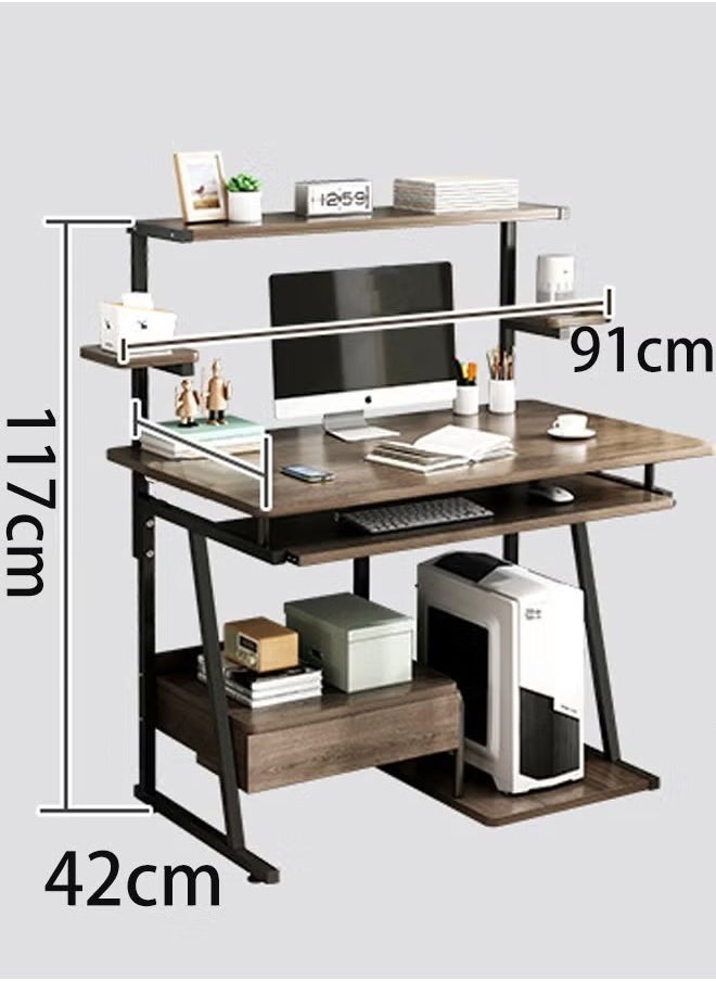 Aikenn - Study Desk With Bookshelf Storage Shelf And Drawer Desk Pc Desktop Computer Desk Home Office Desk Multifunctional Study Desk Multifunctional Gaming And Studying Desk For Home Easy To Assemble (Beige) - Image 1