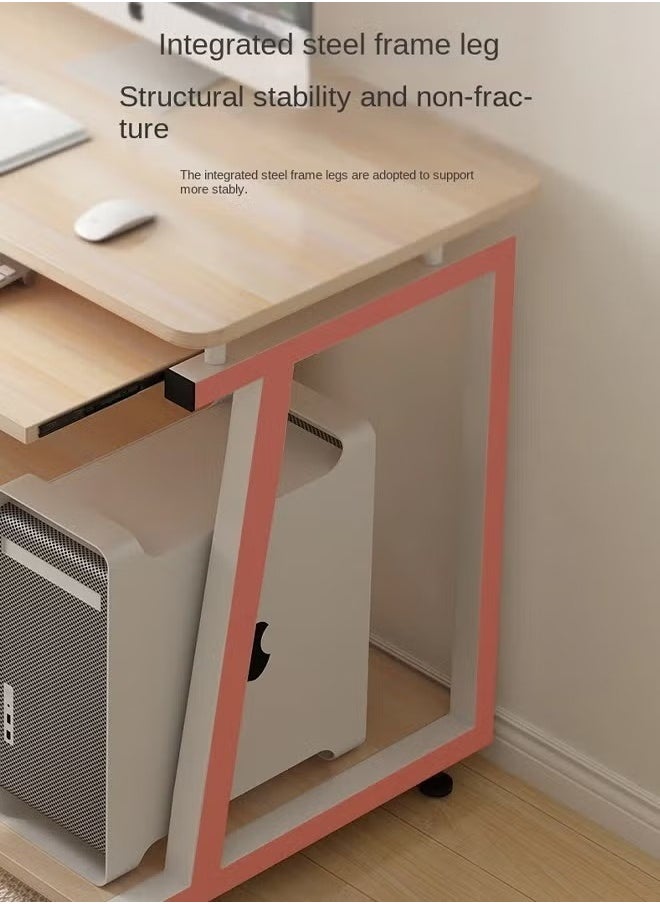 Aikenn - Study Desk With Bookshelf Storage Shelf And Drawer Desk Pc Desktop Computer Desk Home Office Desk Multifunctional Study Desk Multifunctional Gaming And Studying Desk For Home Easy To Assemble (Beige) - Image 1