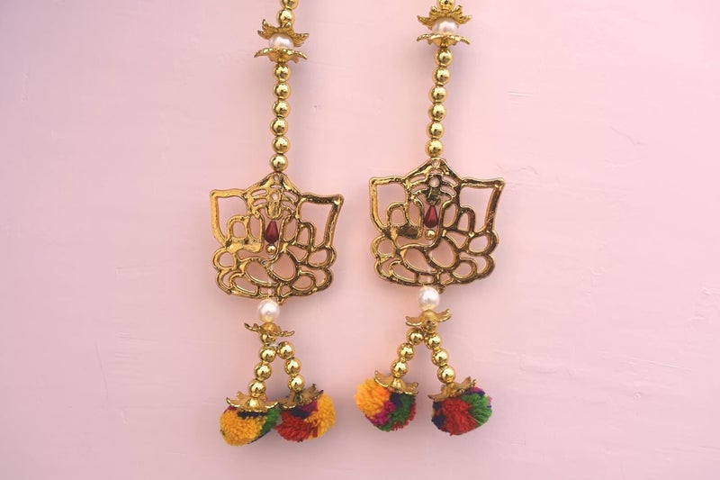 CREYENTES Torans for Entrance Main Door for Stylish Decoration Hangings Home Thoranam Traditional Bandarban Dwar Bandhan Jhumar Pooja Room DcorGanesh_Latkan - Image 2