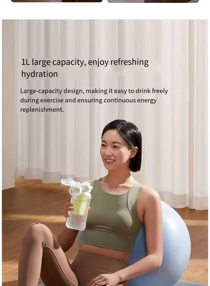 Xiaomi Sports Water Bottle 1L Sport Water Bottle Portable Travel Safe Glass Bottles For Training Sport Mixing Fitness Cup - Transparent - Image 5
