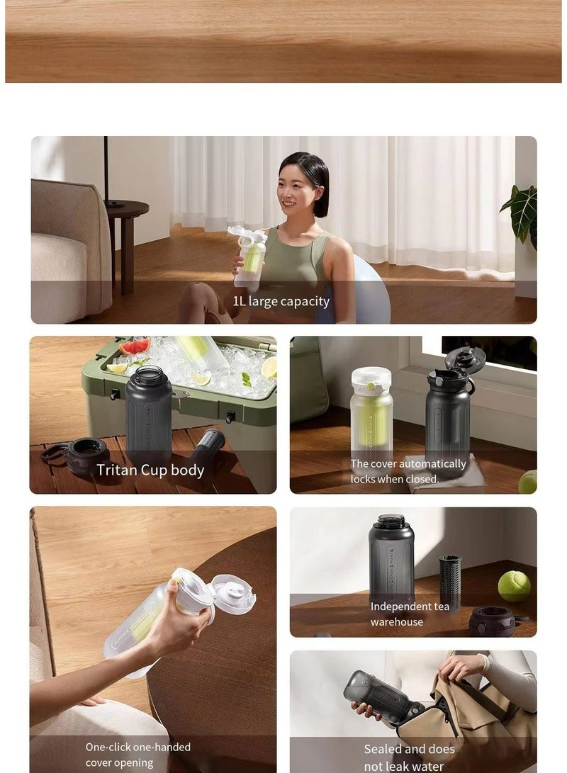 Xiaomi Sports Water Bottle 1L Sport Water Bottle Portable Travel Safe Glass Bottles For Training Sport Mixing Fitness Cup - Transparent - Image 4