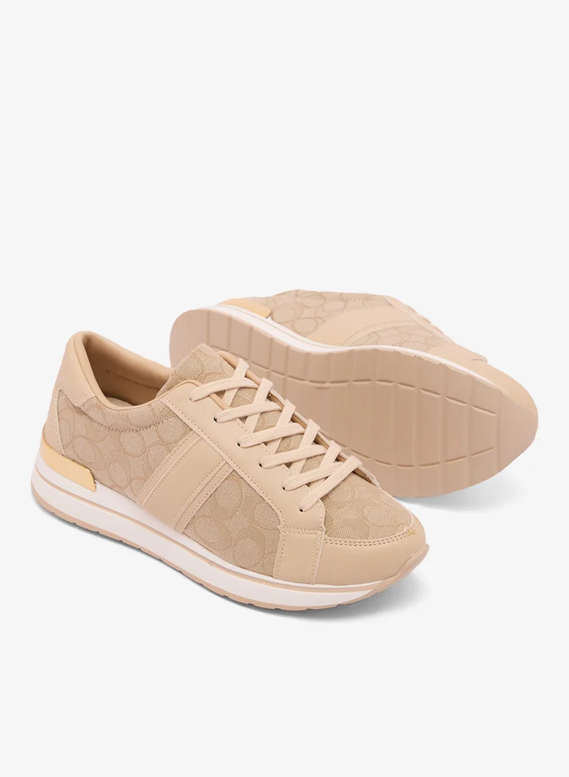 Ozzo Beige Printed Lifestyle Sneakers for Women | Best Price UAE