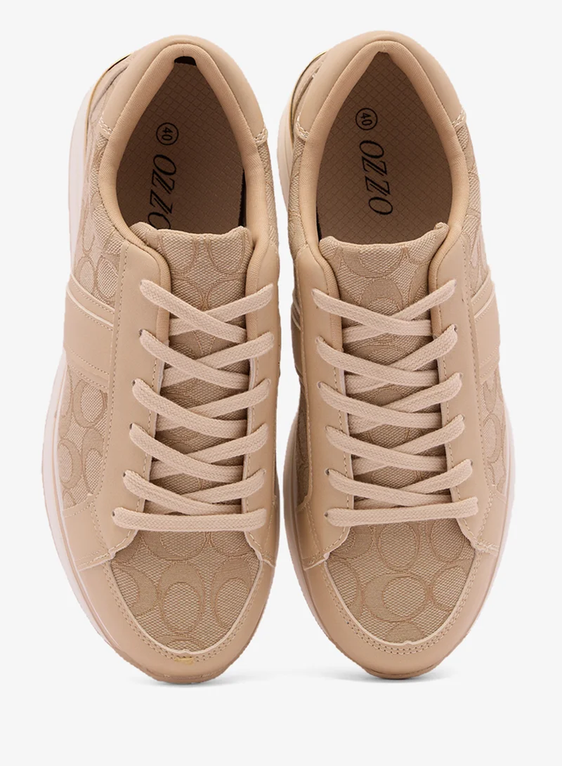 Ozzo Beige Printed Lifestyle Sneakers for Women | Best Price UAE
