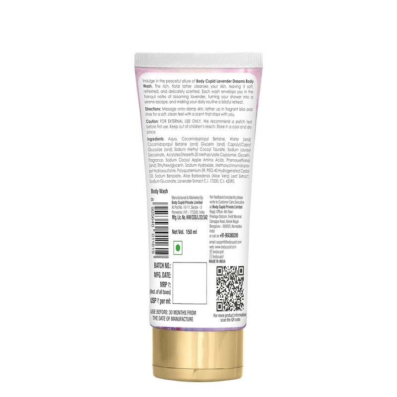 Body Cupid Lavender Dreams Body Wash  No Parabens Sulphates or Silicones  Calming Floral Cleanse  Luxury Shower Gel  150ml - Image 2