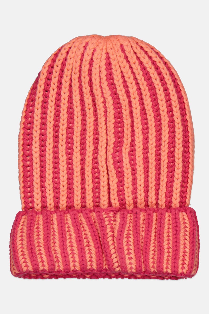 Reserved Kids Girl Rib Knit Beanie, Pink/Peach - Image 2