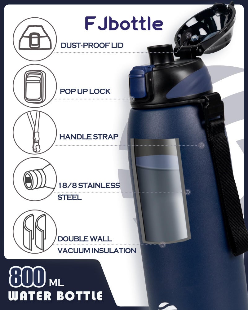 Fjbottle Insulated Water Bottle,27 oz Stainless Steel Wide Mouth Sports Water Bottle Double Wall Vacuum Leak Proof BPA Free Drinks Flask Keep Hot Or Cold Thermo Mug For university,Outdoor,Travel,Gym - Image 2