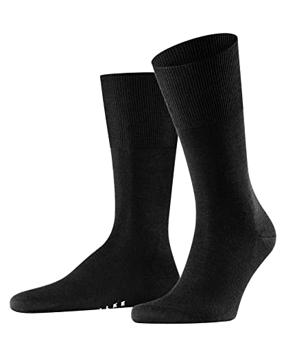 FALKE Men's Airport Socks, Light, Merino Wool Cotton, Crew Length, Classic Formal Socks, Trendy Work Clothing, Black (Black 3000), 8-9, 1 Pair - Image 1