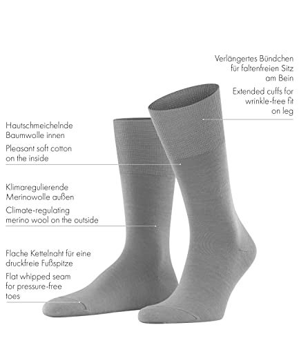 FALKE Men's Airport Socks, Light, Merino Wool Cotton, Crew Length, Classic Formal Socks, Trendy Work Clothing, Black (Black 3000), 8-9, 1 Pair - Image 2