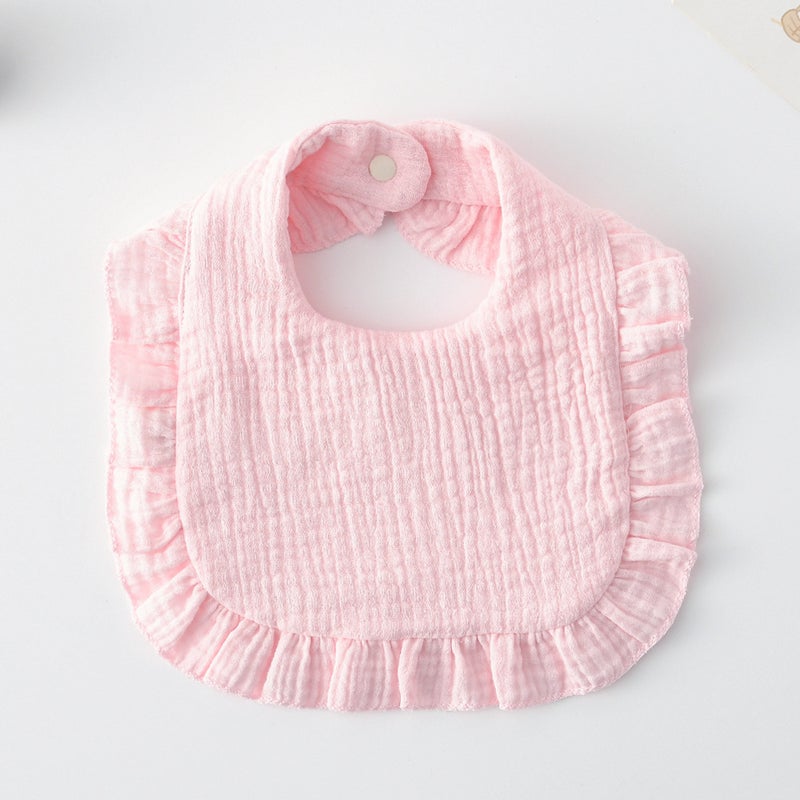 New Baby Saliva Towel Ruffled Children Baby Cotton Gauze Lace Bib Bib Saliva Pocket - Image 1