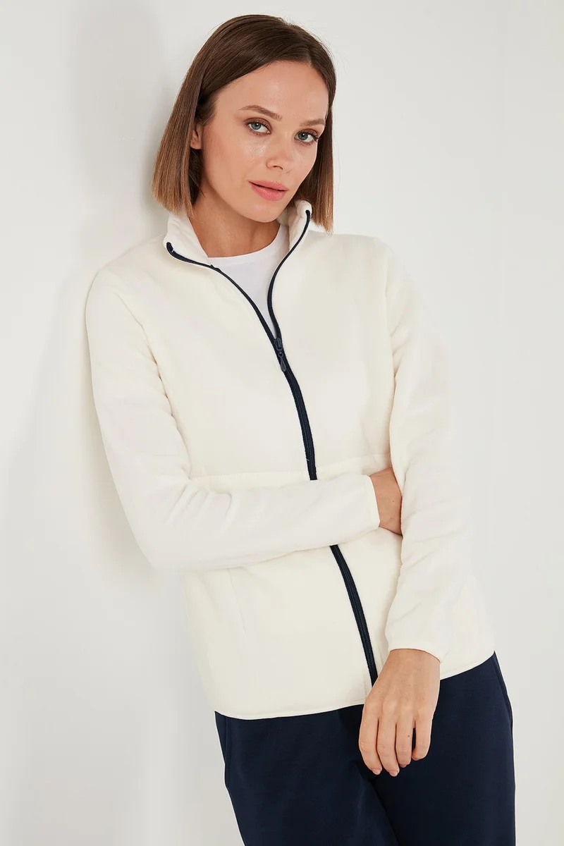 ليلا Slim Fit Anti-Pilling Non-Pilling Zippered Polar Fleece Women's Cardigan 5907012