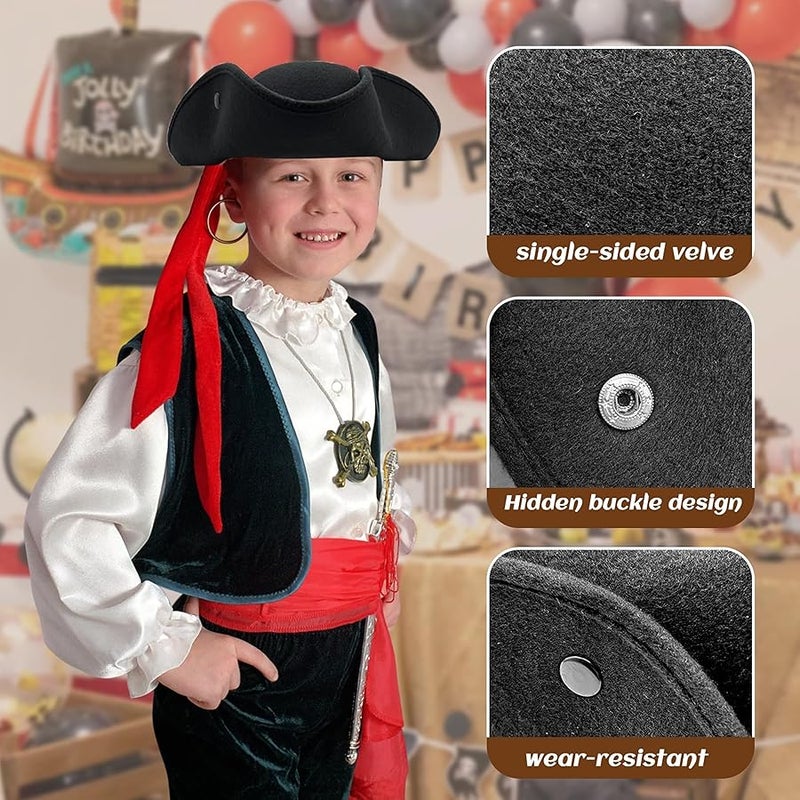 Jgalnim Pirate Hat for Men Women,Pirate Costume Accessories Hat,Colonial Triangle Hat for ,Dress Up Party - Image 3