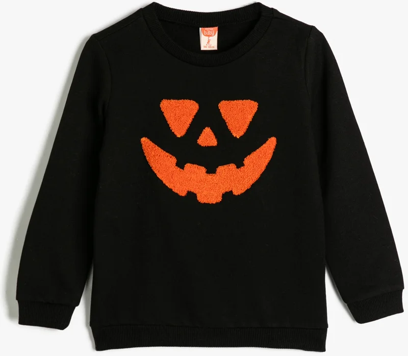 KOTON Koton Sweatshirt Pumpkin Printed Crew Neck Long Sleeve Cotton