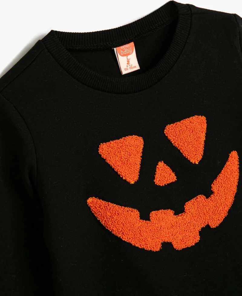 KOTON Koton Sweatshirt Pumpkin Printed Crew Neck Long Sleeve Cotton