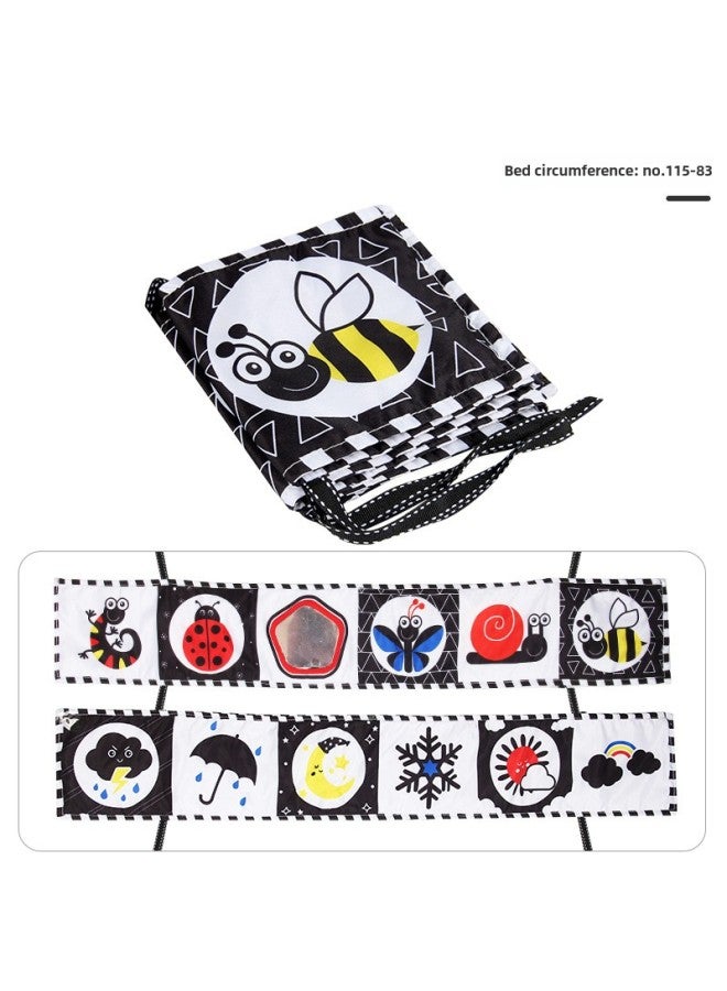 Newborn Baby Black White Bed Sheet Book Bb Call Tear Resistant Baby Fabric Book Bed Toy-Color:Opp Bag Double-sided Bed Cloth + Haha Mirror + Sling 51g  - Image 1