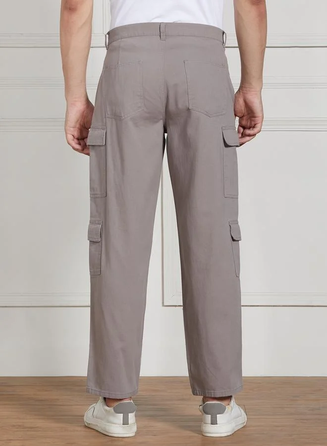 Dennis Lingo Men’s Relaxed Fit Mid Grey Cargo Trousers – Functional and Trendy