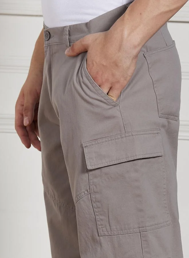 Dennis Lingo Men’s Relaxed Fit Mid Grey Cargo Trousers – Functional and Trendy