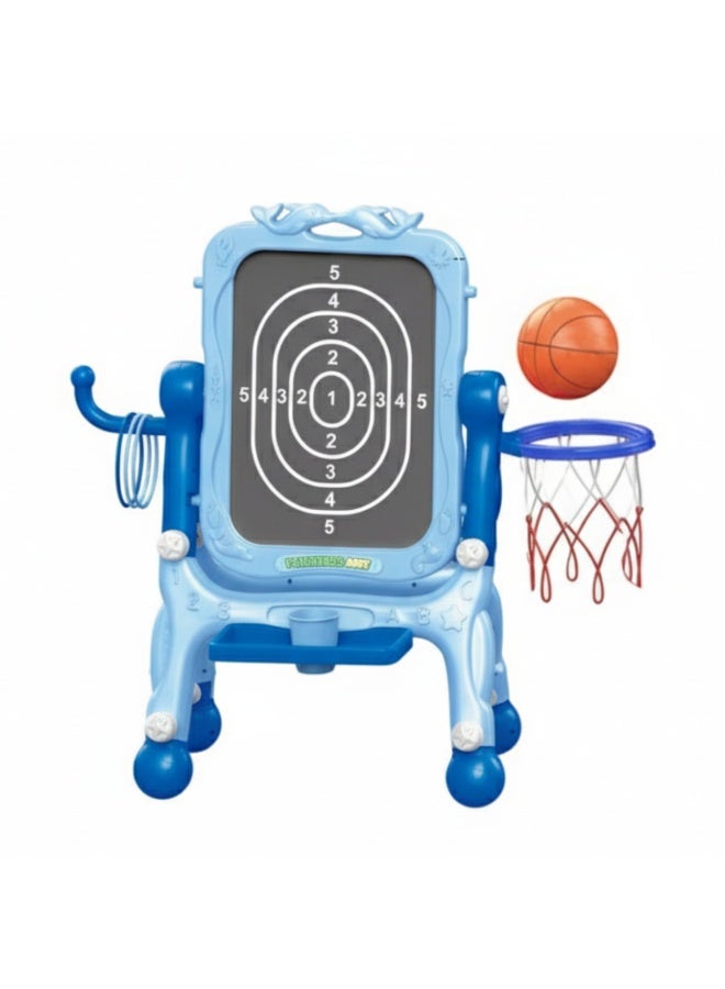 Chanak 4 In 1 Multi Function Sketchpad & Sports Board Set For Kids Drawing Easel, Basketball Game, Ring Toss & Archery Set With Accessories Magnetic Whiteboard Art And Learning Toy (Color as per Availability) - Image 1