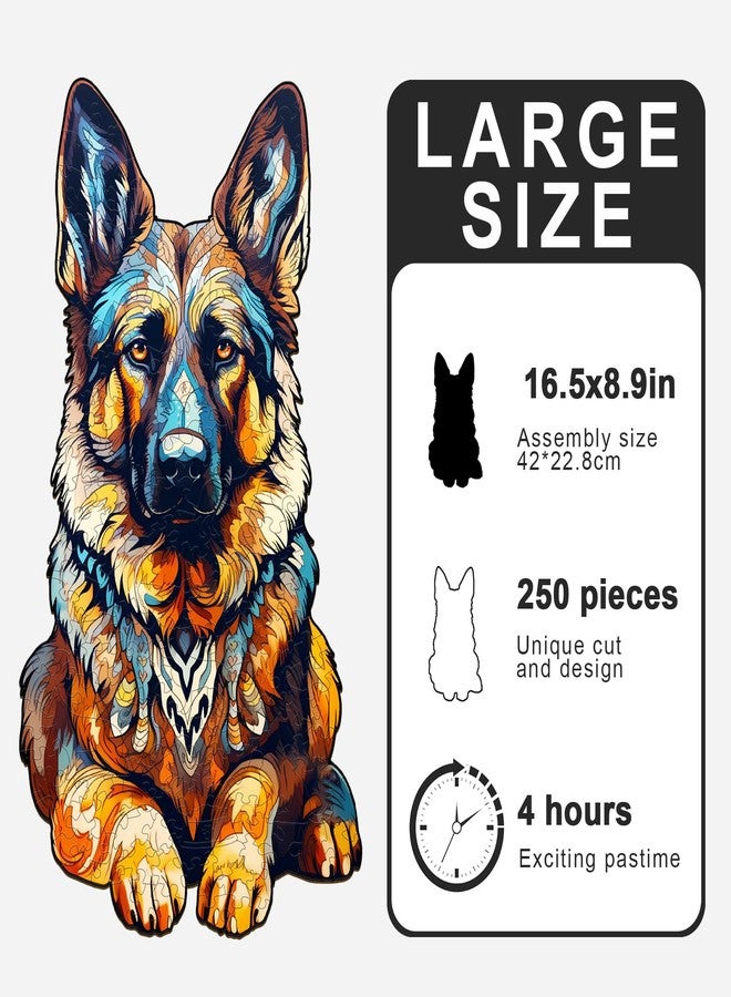 DOCRAGI Wooden Puzzles for Adults - German Shepherd Wooden Jigsaw Puzzle - Unique Animal Shaped Wood Puzzles Adult - Christmas Birthday Gifts for Adults/Friends/Family - 250pcs 16.5 * 8.9in - Image 4