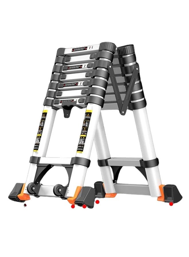 Imported telescopic aluminum ladder, interlocking, adjustable – 3.8 meters long, multi-sided ladder steps on both sides / YT-ATA380