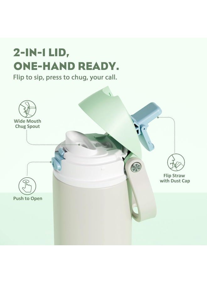 powcan 24 oz Steel Insulated Water Bottle: 2-in-1 Push-Button Spout & Flip Straw Lid, Leakproof, Cold 24 Hrs, Fits Car Cup Holder, Reusable Metal Sports Bottle for Travel, Gym, School (Icy Drift) - Image 2