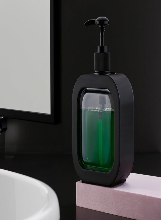 OLMARTT KITCHENWARE Plastic Soap Dispenser Refillable Hand Wash Liquid Dispenser Shower Bottles Dish Detergent Bottle Shampoo Lotion Bottle with Pump for (300 Ml) Black & Orange Colouer