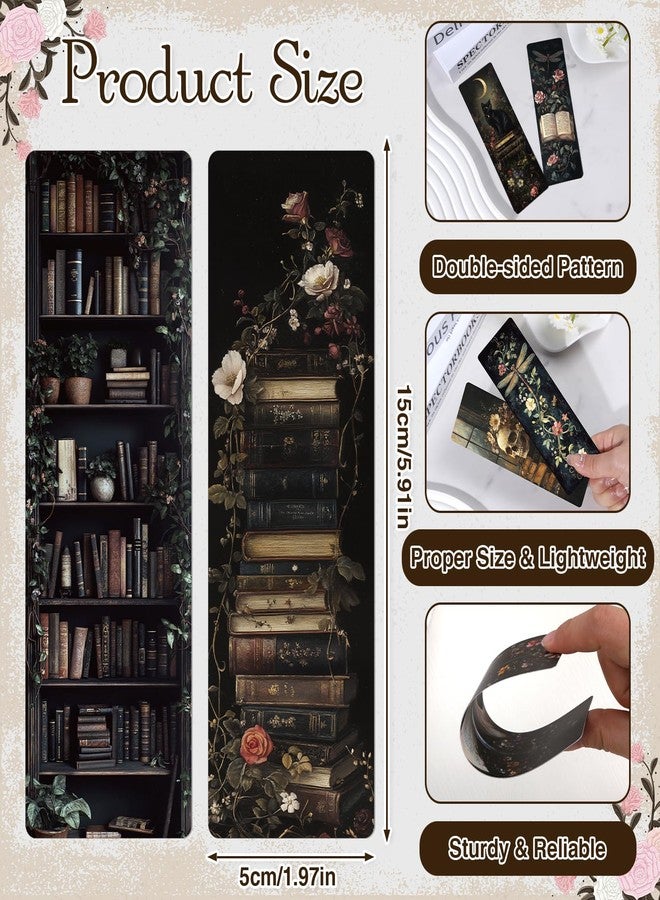 Wxiben Dark Romance Bookmarks Gifts - 20 Pcs Gothic Flower Bookmark Retro Aesthetic Book Mark Skull Plants Dragonfly Page Marker Clip Gift for for Women Students Teachers Bookish Book Lovers Reading - Image 3
