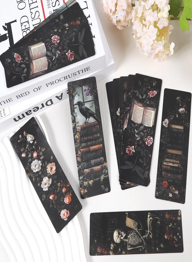 Wxiben Dark Romance Bookmarks Gifts - 20 Pcs Gothic Flower Bookmark Retro Aesthetic Book Mark Skull Plants Dragonfly Page Marker Clip Gift for for Women Students Teachers Bookish Book Lovers Reading - Image 4
