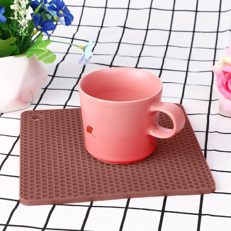 P Plus Fire Trivets for Hot Dishes Hot Pads for Kitchen Silicone Pot Holders for Hot Pots Silicone Mats for Kitchen Countertops Silicone Trivet Pot Mat (Brown, Set of 6) - Image 4